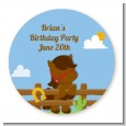 Little Cowboy Horse - Round Personalized Birthday Party Sticker Labels thumbnail