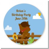 Little Cowboy Horse - Round Personalized Birthday Party Sticker Labels