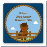 Little Cowboy Horse - Square Personalized Birthday Party Sticker Labels