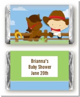 Little Cowboy - Personalized Baby Shower Mini Candy Bar Wrappers