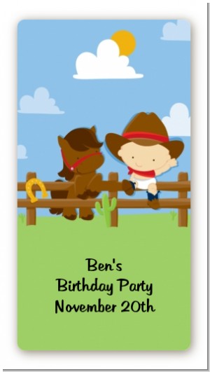 Little Cowboy - Custom Rectangle Birthday Party Sticker/Labels