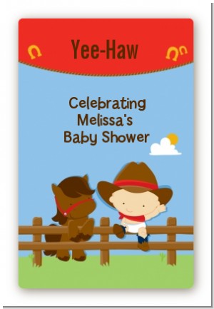 Little Cowboy - Custom Large Rectangle Baby Shower Sticker/Labels