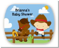 Little Cowboy - Personalized Baby Shower Rounded Corner Stickers