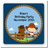 Little Cowboy - Square Personalized Birthday Party Sticker Labels