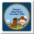 Little Cowboy - Square Personalized Baby Shower Sticker Labels thumbnail