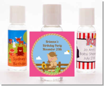 Little Cowgirl Horse - Personalized Birthday Party Hand Sanitizers Favors