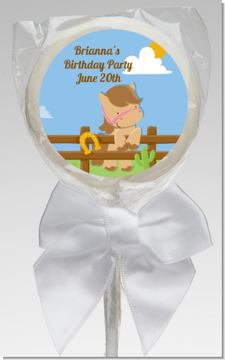 Little Cowgirl Horse - Personalized Birthday Party Lollipop Favors