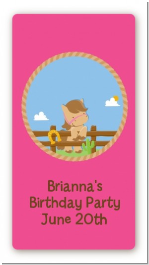 Little Cowgirl Horse - Custom Rectangle Birthday Party Sticker/Labels