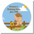 Little Cowgirl Horse - Round Personalized Birthday Party Sticker Labels thumbnail