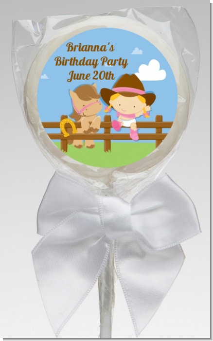 Little Cowgirl - Personalized Birthday Party Lollipop Favors