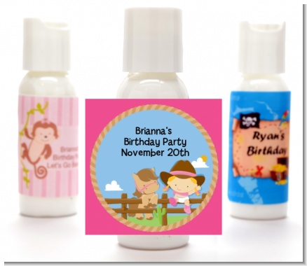 Little Cowgirl - Personalized Birthday Party Lotion Favors