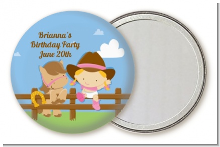 Little Cowgirl - Personalized Birthday Party Pocket Mirror Favors