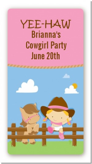 Little Cowgirl - Custom Rectangle Birthday Party Sticker/Labels