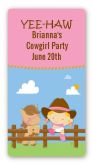 Little Cowgirl - Custom Rectangle Birthday Party Sticker/Labels
