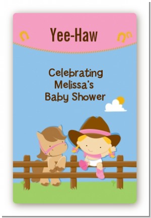 Little Cowgirl - Custom Large Rectangle Baby Shower Sticker/Labels