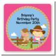 Little Cowgirl - Square Personalized Birthday Party Sticker Labels thumbnail