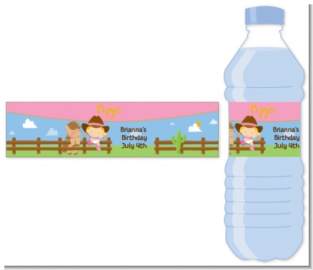 Little Cowgirl - Personalized Birthday Party Water Bottle Labels