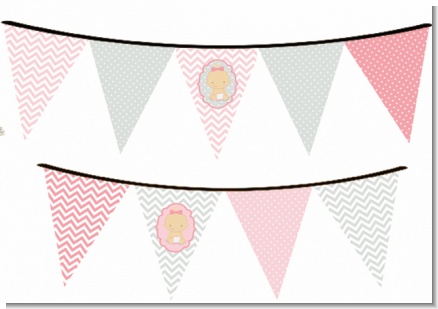 It's A Girl Chevron - Baby Shower Themed Pennant Set
