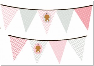 It's A Girl Chevron African American - Baby Shower Themed Pennant Set