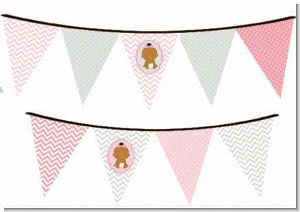 It's A Girl Chevron African American - Baby Shower Themed Pennant Set