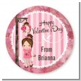 Little Girl - Round Personalized Valentines Day Sticker Labels thumbnail