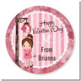 Little Girl - Round Personalized Valentines Day Sticker Labels