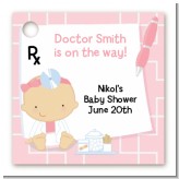 Little Girl Doctor On The Way - Personalized Baby Shower Card Stock Favor Tags