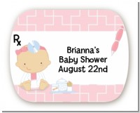 Little Girl Doctor On The Way - Personalized Baby Shower Rounded Corner Stickers