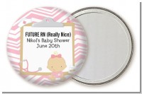 Little Girl Nurse On The Way - Personalized Baby Shower Pocket Mirror Favors