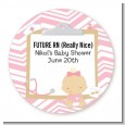 Little Girl Nurse On The Way - Round Personalized Baby Shower Sticker Labels thumbnail