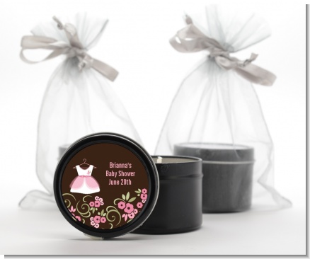 Little Girl Outfit - Baby Shower Black Candle Tin Favors
