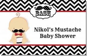 Little Man Mustache Black/Grey - Personalized Baby Shower Placemats