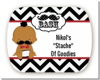Little Man Mustache Black/Grey - Personalized Baby Shower Rounded Corner Stickers