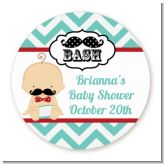 Little Man Mustache - Round Personalized Baby Shower Sticker Labels