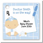 Little Doctor On The Way - Personalized Baby Shower Card Stock Favor Tags