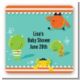 Little Monster - Square Personalized Baby Shower Sticker Labels thumbnail