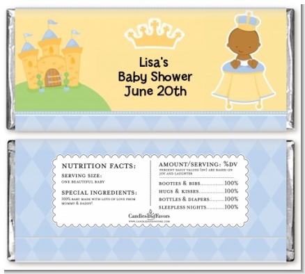 Little Prince African American - Personalized Baby Shower Candy Bar Wrappers
