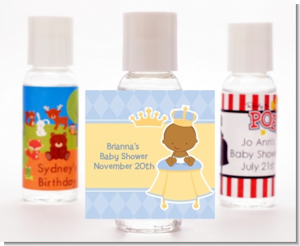 Little Prince African American - Personalized Baby Shower Hand Sanitizers Favors