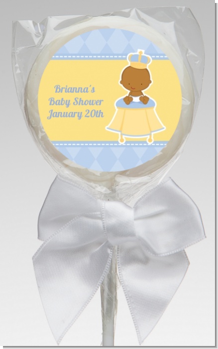 Little Prince African American - Personalized Baby Shower Lollipop Favors