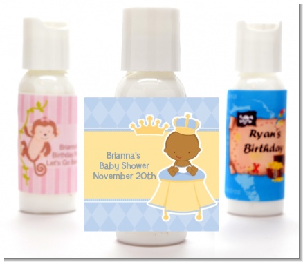 Little Prince African American - Personalized Baby Shower Lotion Favors