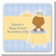Little Prince African American - Square Personalized Baby Shower Sticker Labels thumbnail
