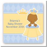 Little Prince African American - Square Personalized Baby Shower Sticker Labels