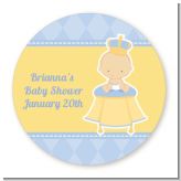 Little Prince - Round Personalized Baby Shower Sticker Labels