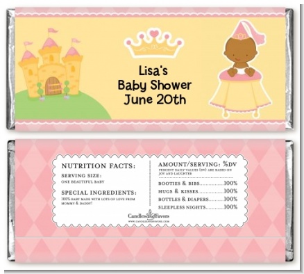 Little Princess African American - Personalized Baby Shower Candy Bar Wrappers