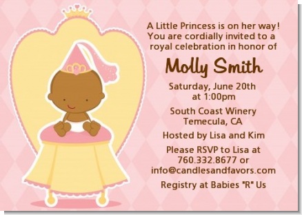 Little Princess African American - Baby Shower Invitations