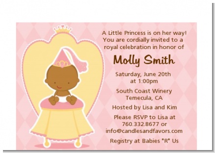 Little Princess African American - Baby Shower Petite Invitations