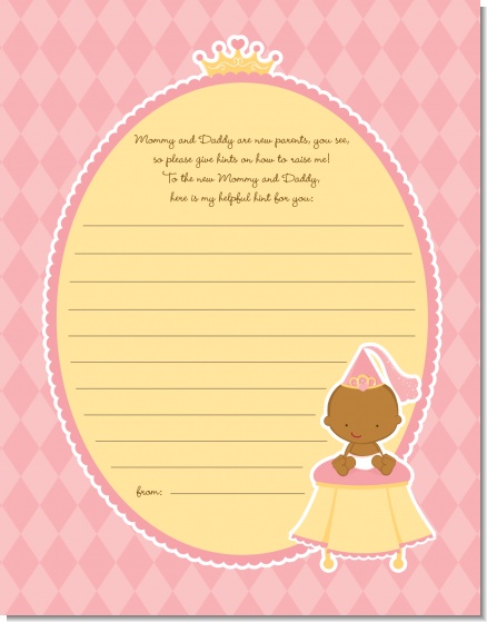 Little Princess African American - Baby Shower Notes of Advice