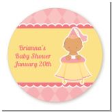 Little Princess Hispanic - Round Personalized Baby Shower Sticker Labels