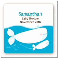 Little Squirt Whale - Square Personalized Baby Shower Sticker Labels
