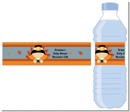 Little Turkey Boy - Personalized Baby Shower Water Bottle Labels